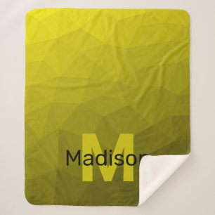 黄色の暗い幾何グラデーションメッシュパターンモノグラム シェルパブランケット