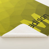 黄色の暗い幾何グラデーションメッシュパターンモノグラム シェルパブランケット (3/4)