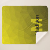 黄色の暗い幾何グラデーションメッシュパターンモノグラム シェルパブランケット (正面(横))