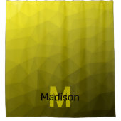 黄色の暗い幾何グラデーションメッシュパターンモノグラム シャワーカーテン (正面)