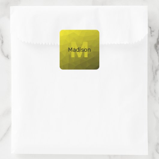 黄色の暗い幾何グラデーションメッシュパターンモノグラム スクエアシール (バッグ)