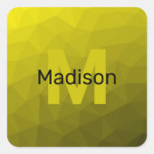 黄色の暗い幾何グラデーションメッシュパターンモノグラム スクエアシール (正面)