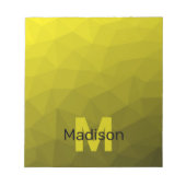 黄色の暗い幾何グラデーションメッシュパターンモノグラム ノートパッド (正面)