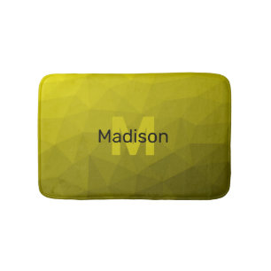 黄色の暗い幾何グラデーションメッシュパターンモノグラム バスマット