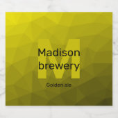 黄色の暗い幾何グラデーションメッシュパターンモノグラム ビールラベル (シングルラベル)