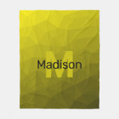 黄色の暗い幾何グラデーションメッシュパターンモノグラム フリースブランケット (正面)