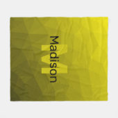 黄色の暗い幾何グラデーションメッシュパターンモノグラム フリースブランケット (正面(横))