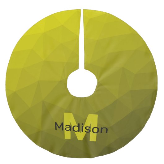 黄色の暗い幾何グラデーションメッシュパターンモノグラム ブラッシュドポリエステルツリースカート (正面)