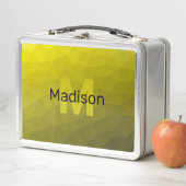 黄色の暗い幾何グラデーションメッシュパターンモノグラム メタルランチボックス (インサイチュ)