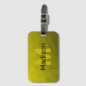 黄色の暗い幾何グラデーションメッシュパターンモノグラム ラゲッジタグ (正面縦)