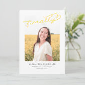 黄色の最終的な写真卒業のお知らせ 招待状 (スタンド正面)