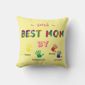 黄色の最高のパーソナライズでママハンドアートを投票 クッション (正面)