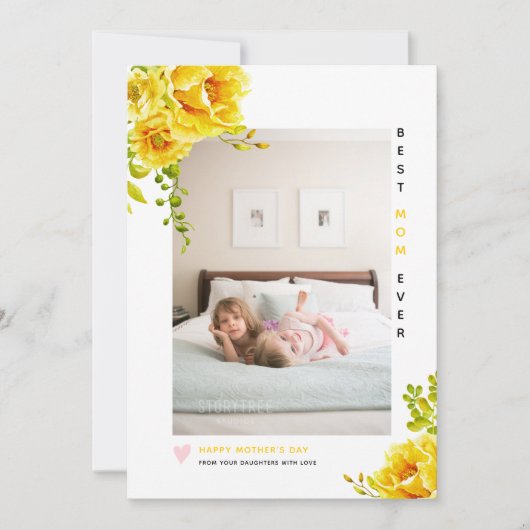 黄色の最高の花母の日の写真 シーズンカード (正面)