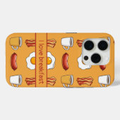 黄色の朝食パターンは大好き Case-Mate iPhoneケース (裏面 (横))