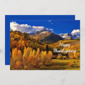 黄色の木かわいらし々山感謝祭フラット シーズンカード (正面/裏面)