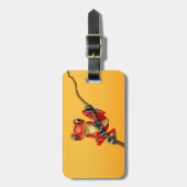 黄色の枝のかわいく赤いアマガエル ラゲッジタグ (正面縦)