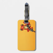 黄色の枝のかわいく赤いアマガエル ラゲッジタグ (裏面縦)