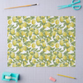 黄色の柑橘系水色のレモンと緑葉の 薄葉紙 (クラフト)