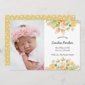 黄色の柑橘類の果実 |モダンエレガントフローラ誕生 案内状 (正面/裏面)