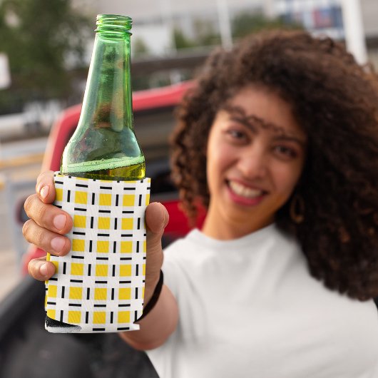 黄色の格子模様 缶クーラー