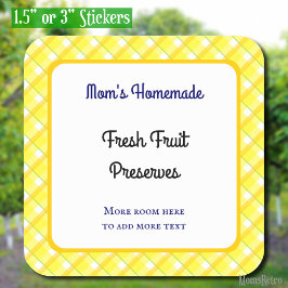 黄色の格子縞チェック編集可能レトロ スクエアシール