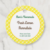 黄色の格子縞チェック編集可能レトロ フェイバータグ (正面)