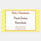 黄色の格子縞チェック編集可能レトロ 長方形シール (正面)