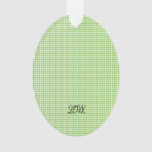 黄色の格言グリーンチェックNAME年クリスマスおもしろい オーナメント (正面)