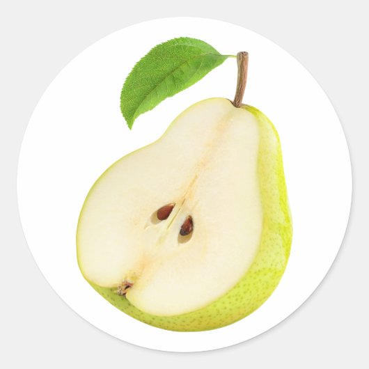 黄色の梨の半分 ラウンドシール (正面)