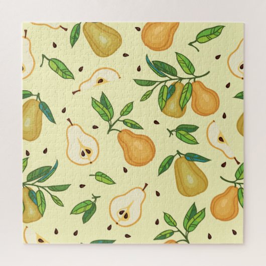 黄色の梨の果実：ヴィンテージイラストレーション。 ジグソーパズル (縦)