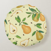 黄色の梨の果実：ヴィンテージイラストレーション。 ラウンドクッション (裏面)