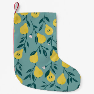 黄色の梨の果実:ヴィンテージ背景 スモールクリスマスストッキング