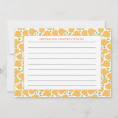 黄色の梨の素朴な詳細レシピノートカード ノートカード (裏面)