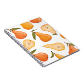 黄色の梨：シームレスな白の背景。 ノートブック (右側)