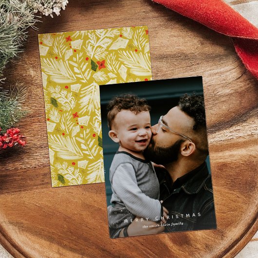 黄色の植物垂直フォトホリデーカード シーズンカード