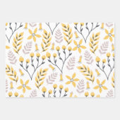 黄色の植物柄包装紙シート ラッピングペーパーシート (正面)