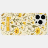 黄色の植物水彩花柄ネーム Case-Mate iPhoneケース (裏面 (横))
