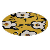 黄色の椿、スケッチーフローラヴィンテージ。 カッティングボード (角)