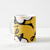 黄色の椿、スケッチーフローラヴィンテージ。 コーヒーマグカップ (正面左)