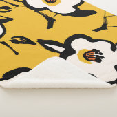 黄色の椿、スケッチーフローラヴィンテージ。 シェルパブランケット (3/4)