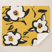 黄色の椿、スケッチーフローラヴィンテージ。 シェルパブランケット (正面(横))