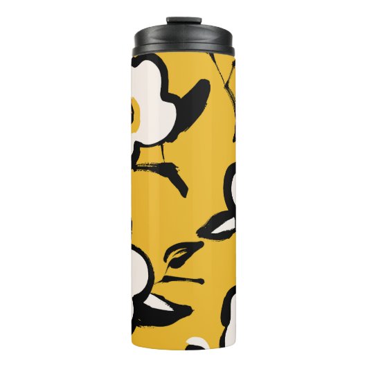 黄色の椿、スケッチーフローラヴィンテージ。 タンブラー (正面)