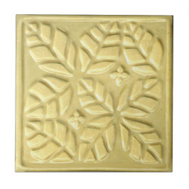 黄色の様式化された卵形のセラミック葉タイル タイル