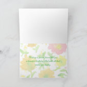 黄色の水の色の花ハッピーバースデー友人 カード (内部)