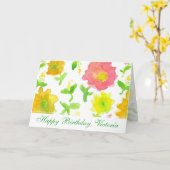 黄色の水の色の花ハッピーバースデー友人 カード (黄色い花)
