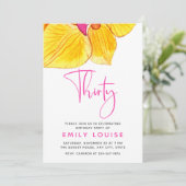 黄色の水の色の蘭30th誕生日パーティーインビ 招待状 (スタンド正面)