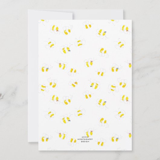 黄色の水の色ハニカムママへビー赤ちゃんシャワー 招待状 (裏面)