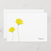 黄色の水カラーデイジー ノートカード (正面/裏面)
