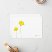 黄色の水カラーデイジー ノートカード (正面/裏面インサイチュ)