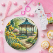 黄色の水仙と物見台の紙皿 ペーパープレート (パーティー)